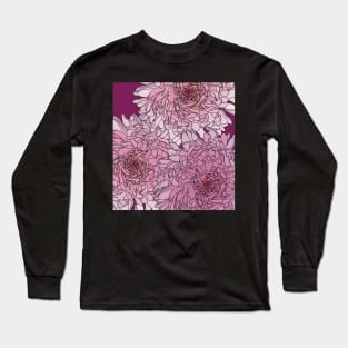 Beautiful Pattern with lovely dahlias in pink, red and purple tones Long Sleeve T-Shirt